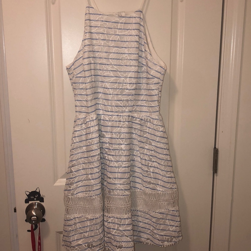 Blue and white striped lace dress!!